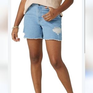 Wrangler women's ripped light wash denim shorts. Size 12
